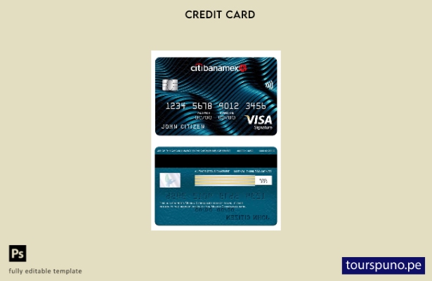 listo para imprimir plantilla de tarjeta de firma de visa bancaria Citibanamex d